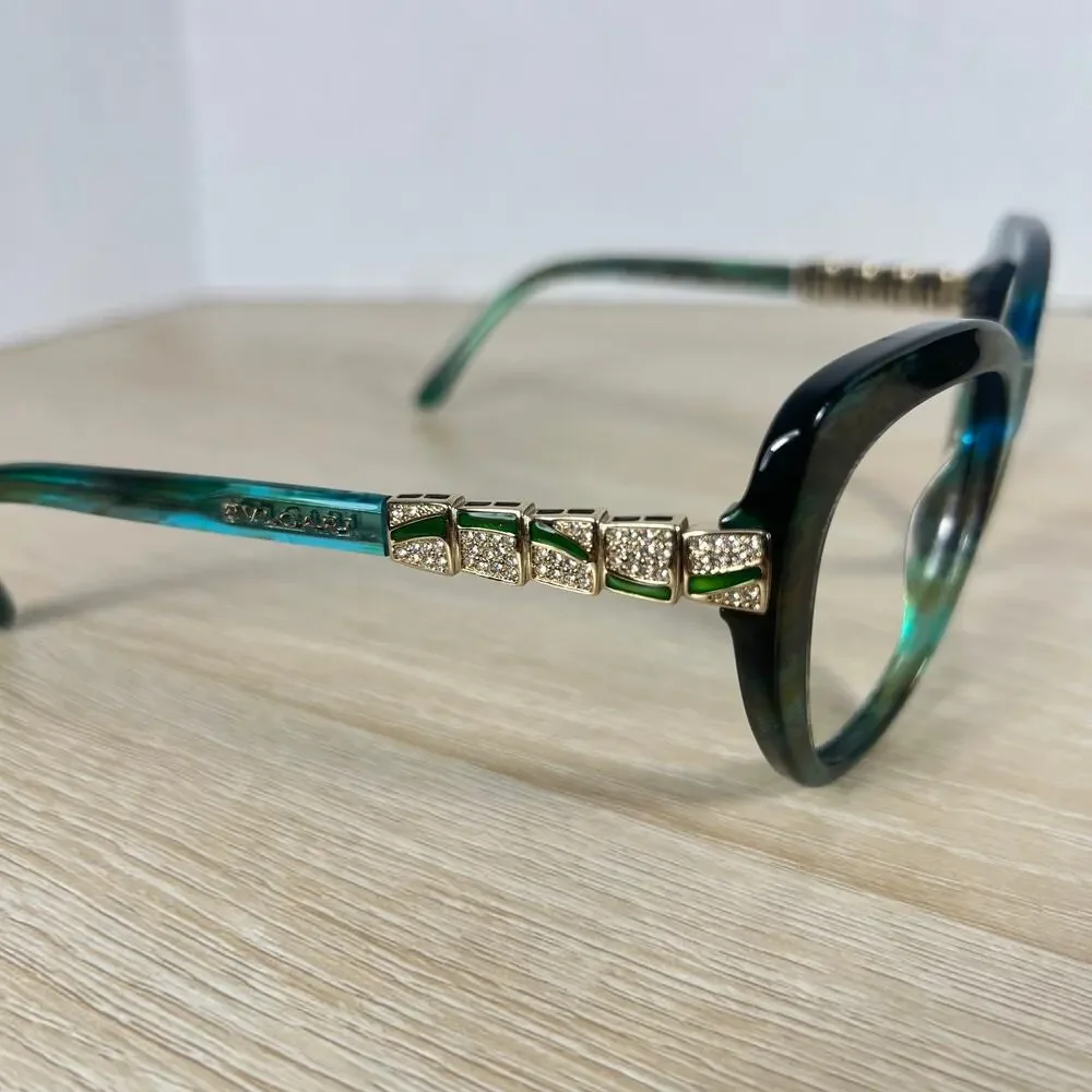 Bvlgari 8143-B 5340/8E Sunglasses Frames Only Blue Brown Multicolor 55-17-135